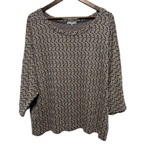 Habitat Top Womens XL Blue Geometric Textured Minimalist Lagenlook Stretch